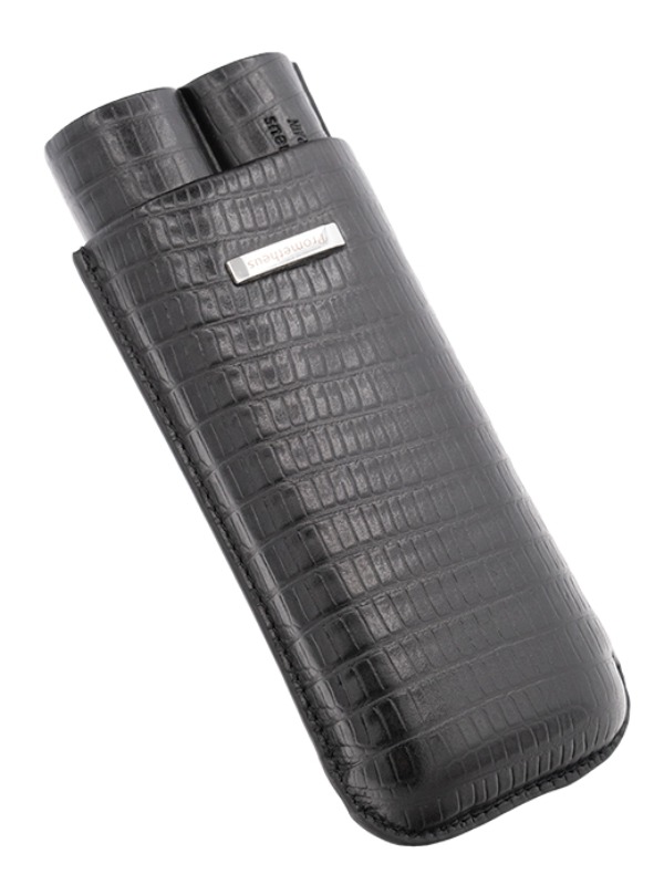 Prometheus 2-Cigar Large Ring Gauge Tejus Leather Case – Black
