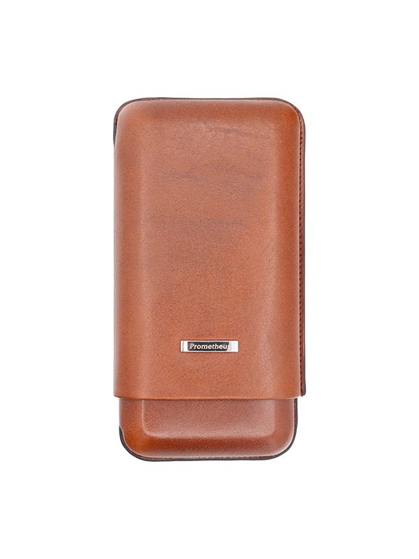 Prometheus 3-Cigar Large Ring Gauge Leather Case – Brown