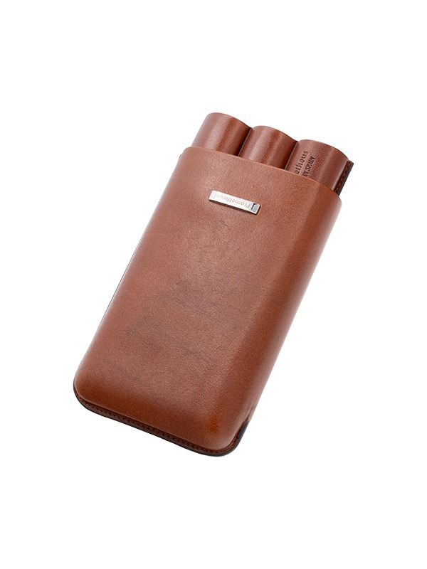 Prometheus 3-Cigar Large Ring Gauge Leather Case – Brown