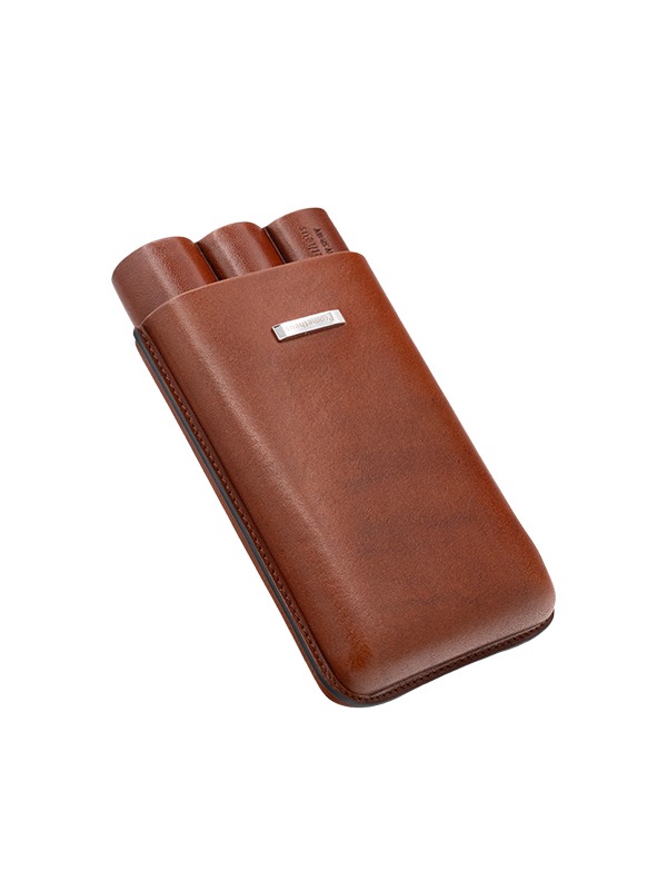 Prometheus 3-Cigar Large Ring Gauge Leather Case – Brown