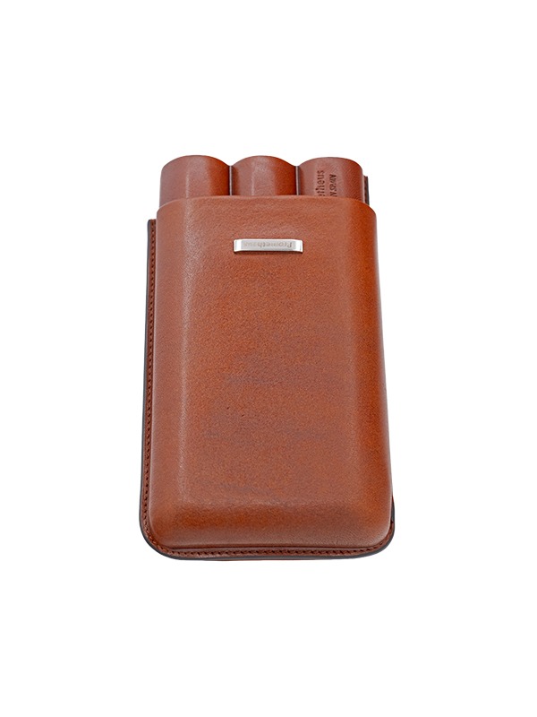 Prometheus 3-Cigar Large Ring Gauge Leather Case – Brown