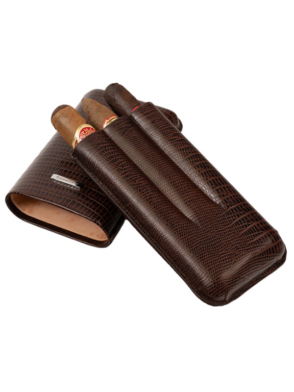 Prometheus 3-Cigar Large Ring Gauge Tejus Leather Case – Brown