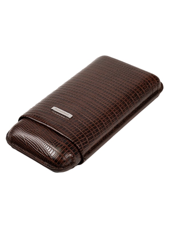 Prometheus 3-Cigar Large Ring Gauge Tejus Leather Case – Brown