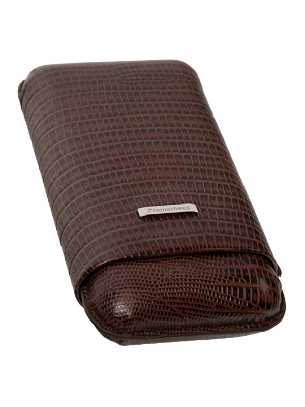 Prometheus 3-Cigar Large Ring Gauge Tejus Leather Case – Brown