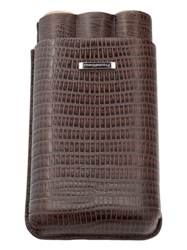 Prometheus 3-Cigar Large Ring Gauge Tejus Leather Case – Brown