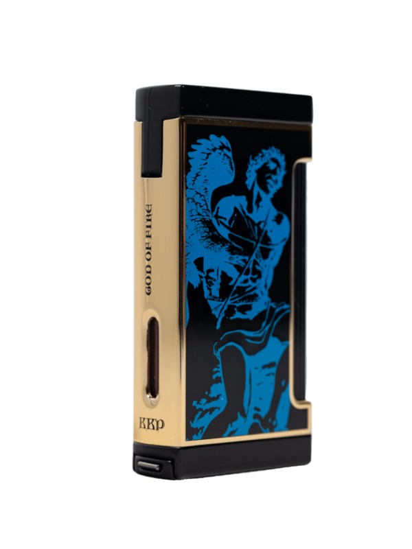 God of Fire “Never Back Down” Ultimo X in Blue on Black Lighter