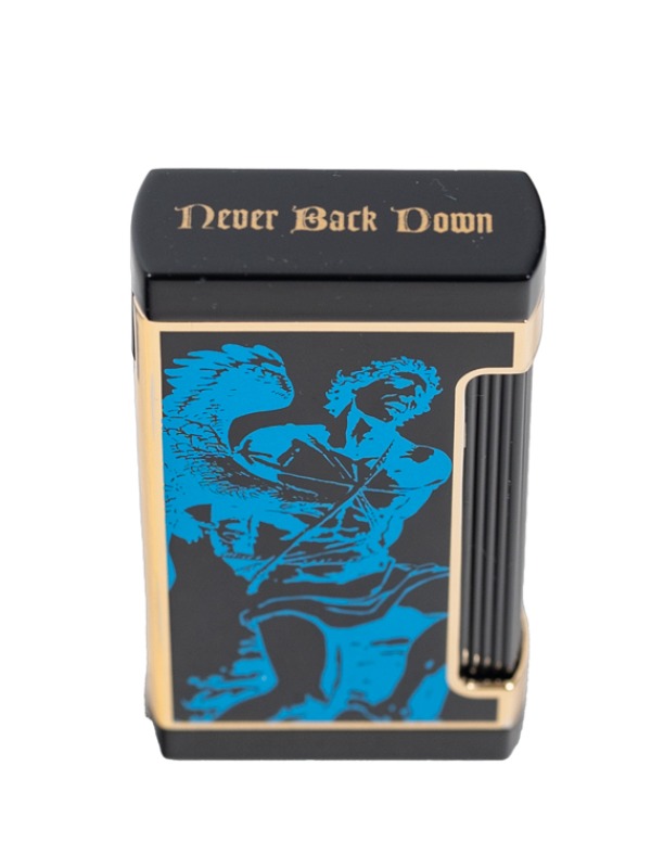 God of Fire “Never Back Down” Ultimo X in Blue on Black Lighter