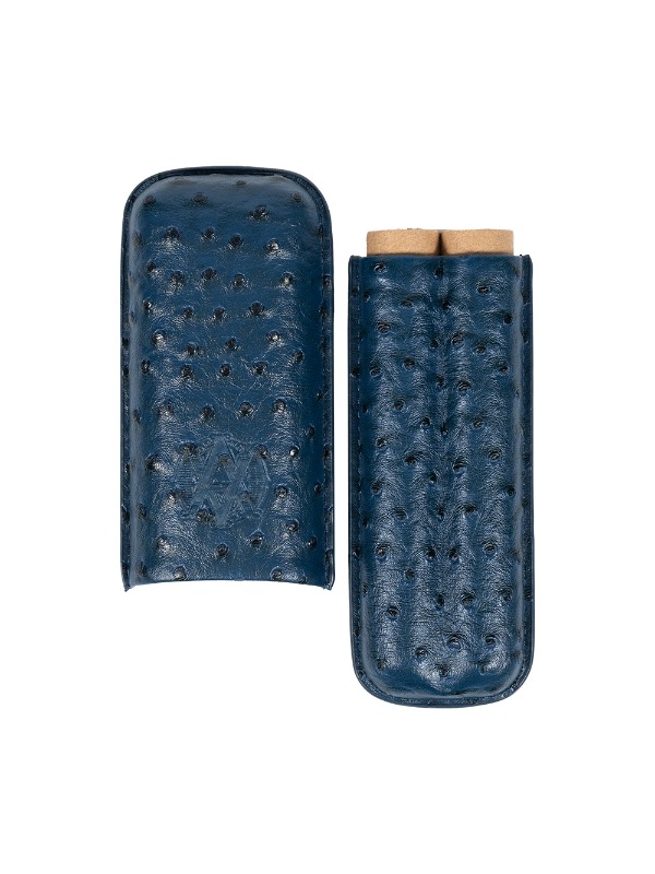 AVO Ostrich Leather Cigar Case – Blue