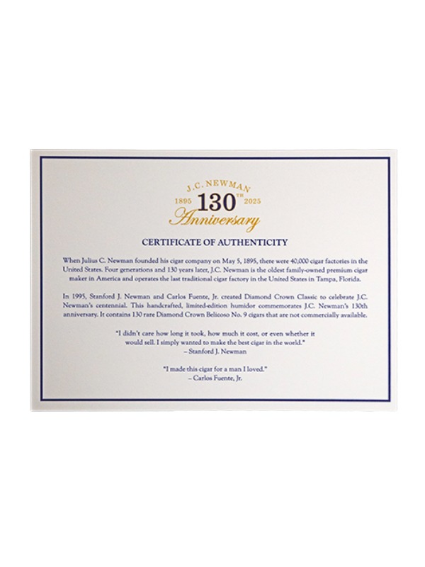 J.C. Newman Diamond Crown 130th Anniversary Humidor