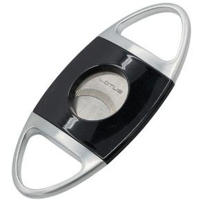 Lotus Jaws Serrated Cigar Cutter - Glossy Black & Chrome Satin (CUT607)