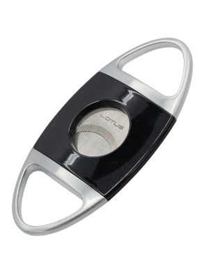 Lotus Jaws Serrated Cigar Cutter - Glossy Black & Chrome Satin (CUT607)